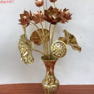 Lọ hoa + hoa sen vàng cao 75cm mã H01